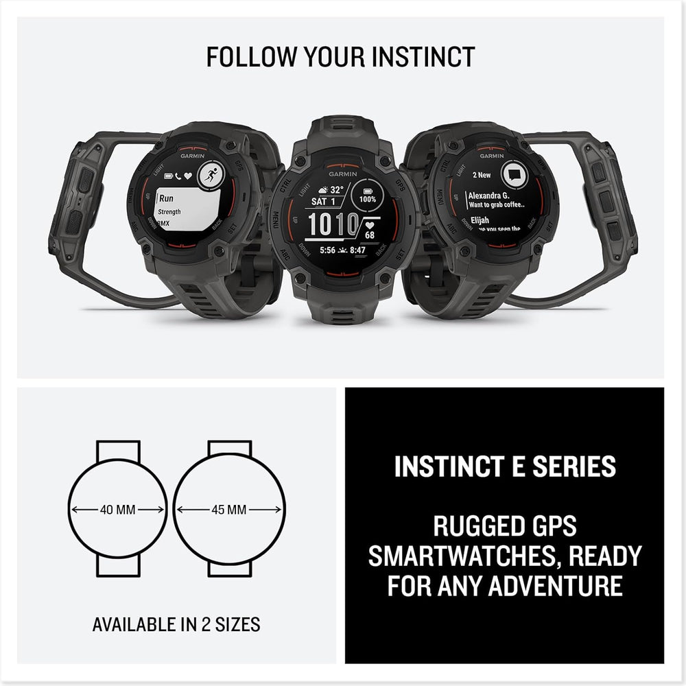 Garmin Instinct E Infographic available in two sizes