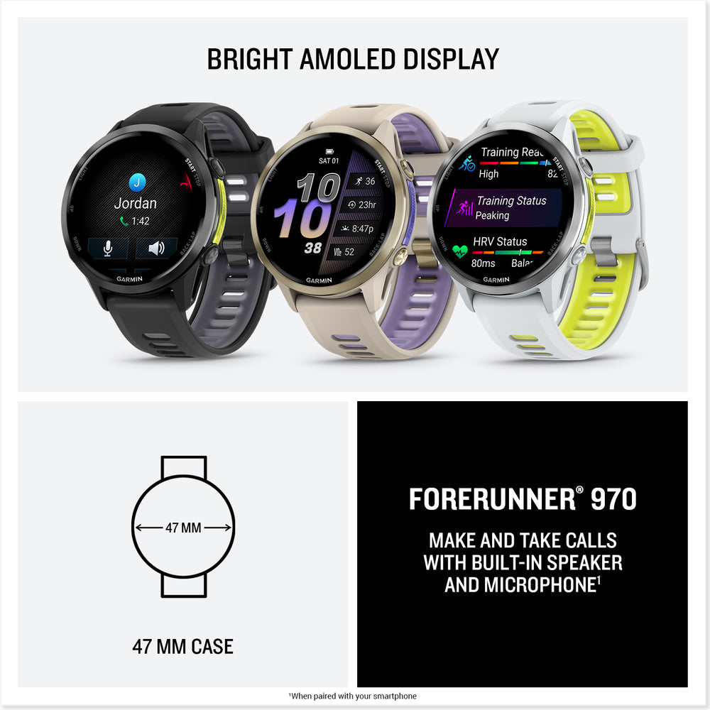 Garmin Forerunner 970 bright amoled display