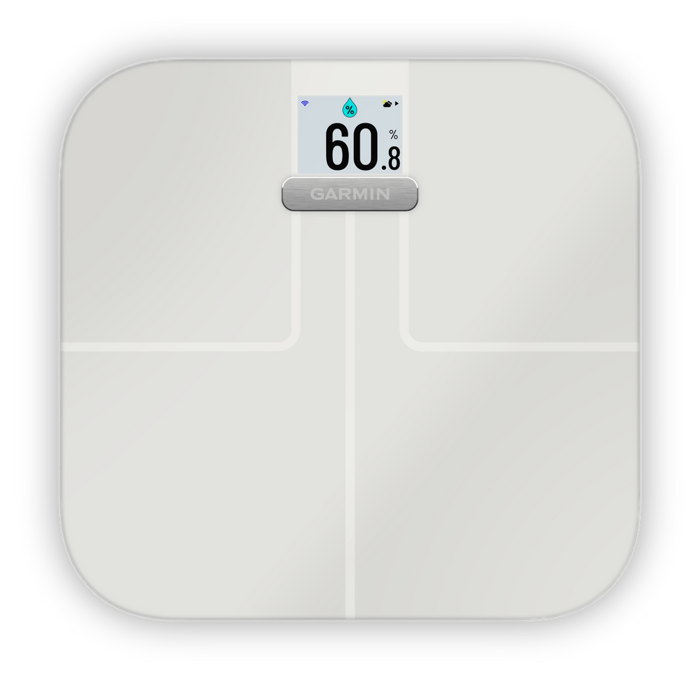 View of the Garmin Index S2 Smart Scale in white