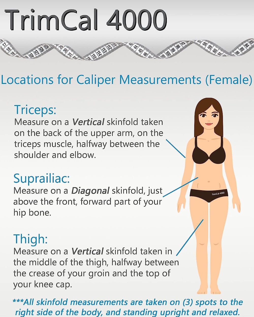 Sequoia Body Measurement Sequoia Fitness Trimcal 4000 Fat Caliper & Body Tape Bundle