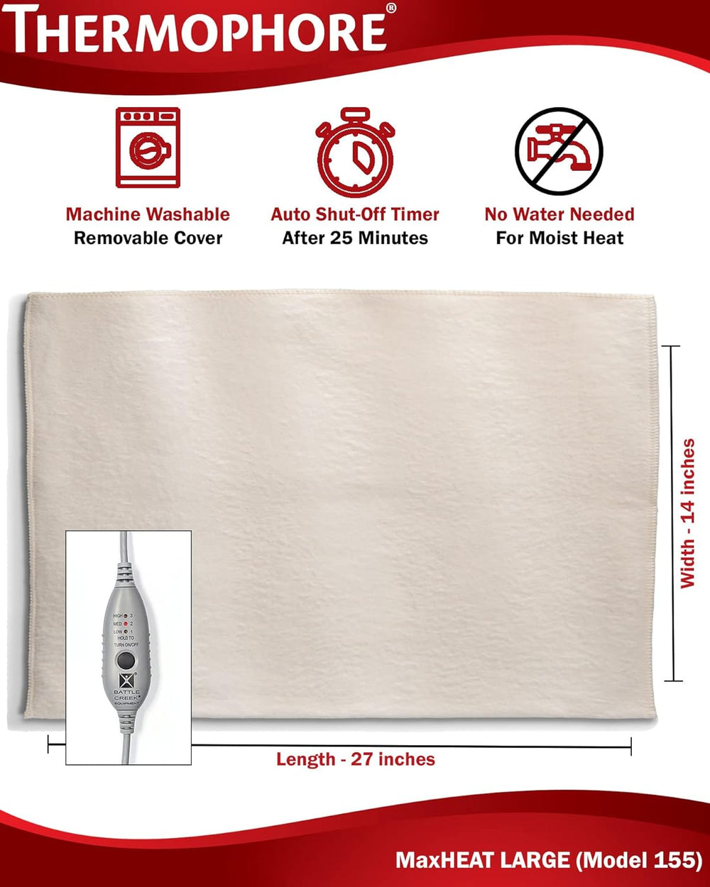 Thermophore Heating Pads Thermophore MaxHeat Moist Heating Pad (Model 155) 14" x 27"