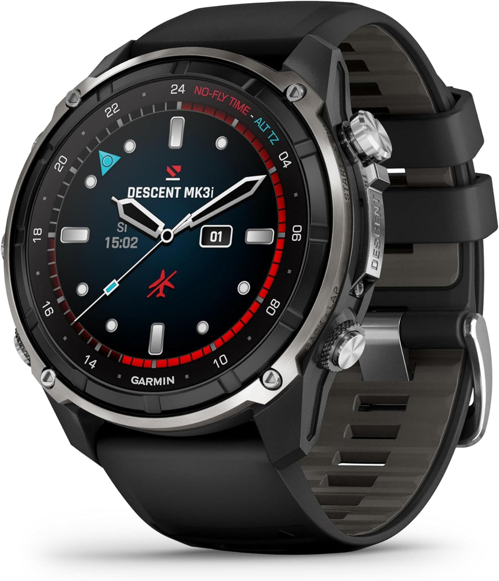 Garmin Descent Mk3i Silver and Black PVD Titanium w Black/Pebble Gray Band 51 mm