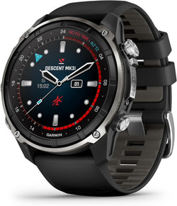Garmin Descent Mk3i Silver and Black PVD Titanium w Black/Pebble Gray Band 51 mm