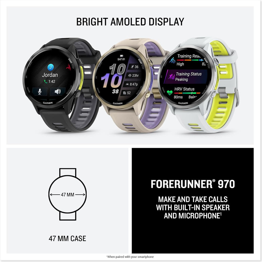 Garmin Forerunner 970 bright AMOLED display