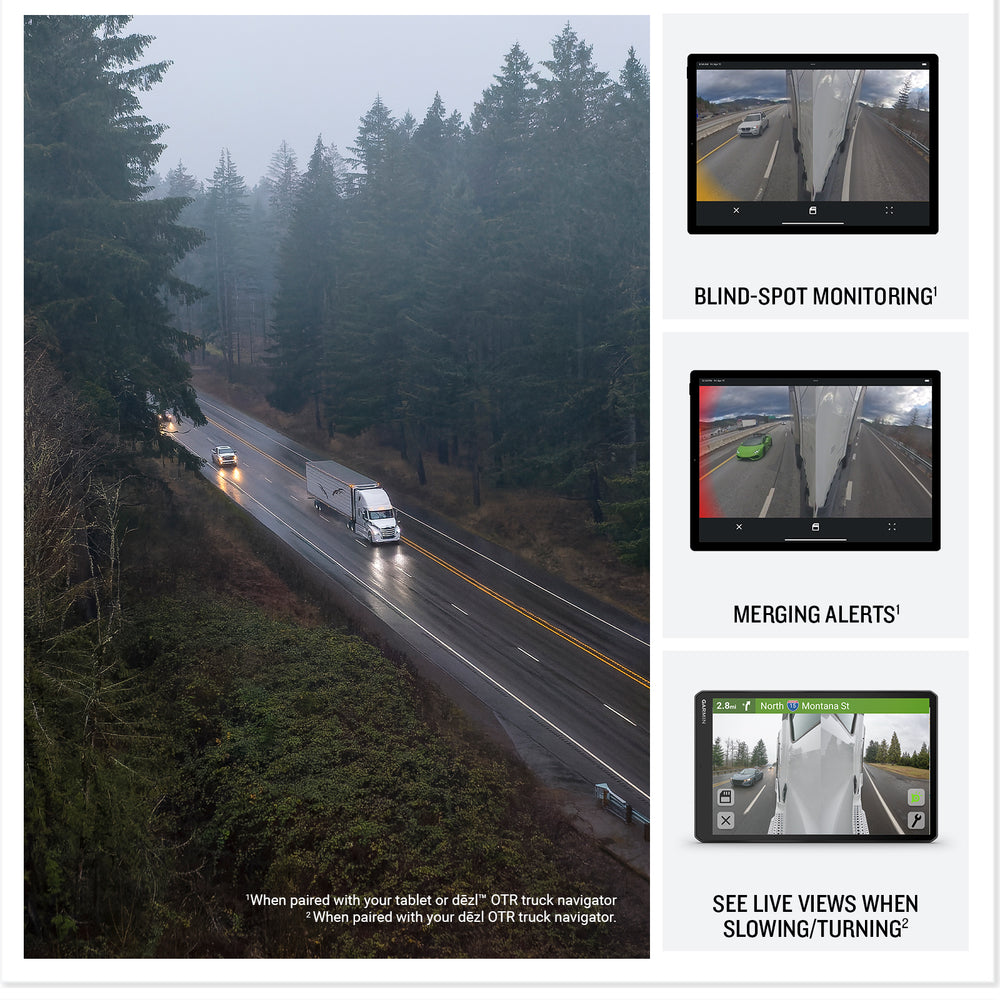 Garmin dezl DualView blind spot monitoring