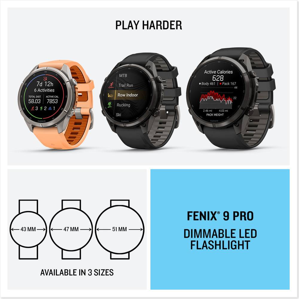 Garmin fenix 9 available in 3 sizes