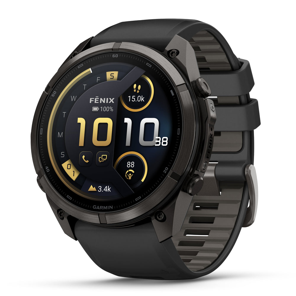 Garmin fenix 9 PRO Carbon Gray DLC Titanium with Black/Pebble Gray in 47mm and 51mm 