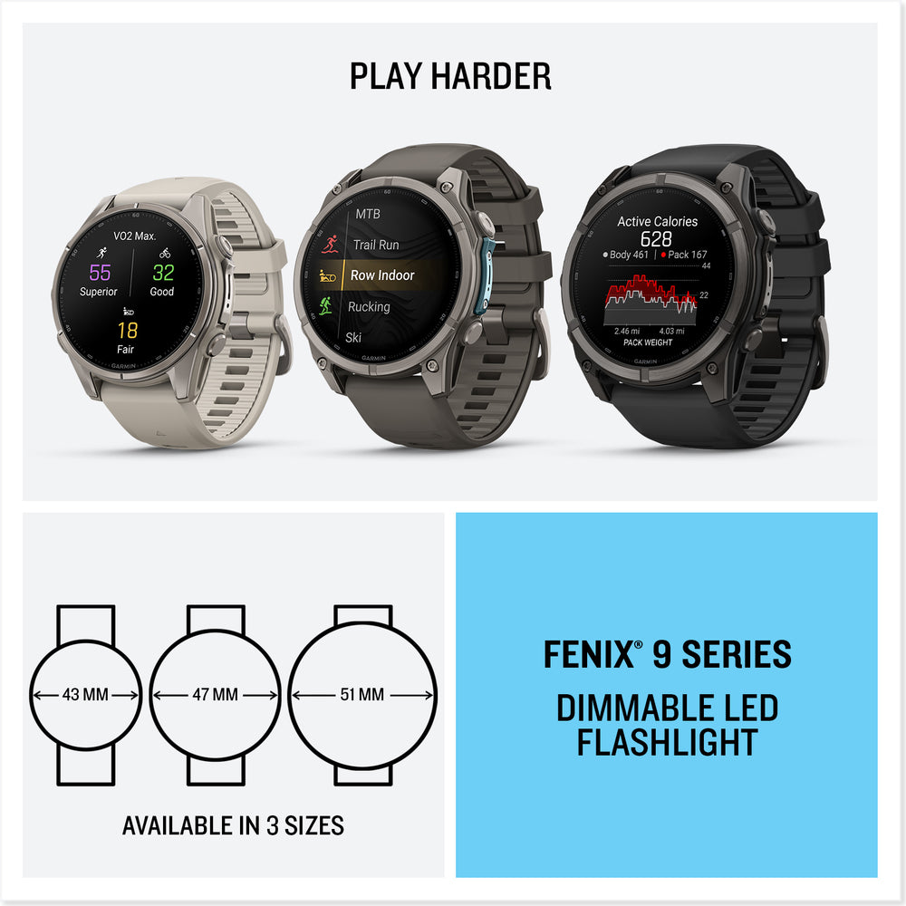 Garmin fenix 9 available in 3 sizes
