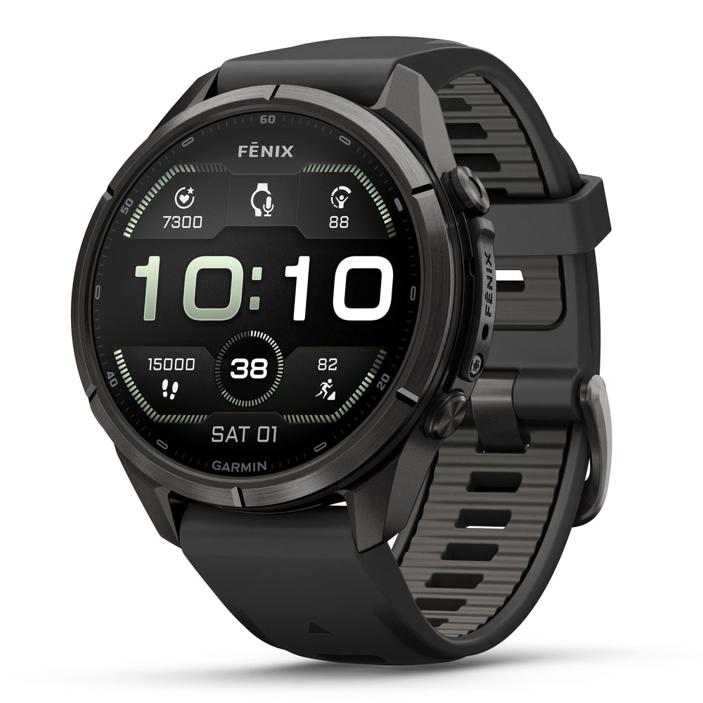 Garmin fenix 9 43mm Carbon Gray DLC Titanium with Black/Pebble Gray
