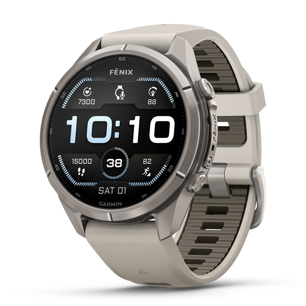 Garmin fenix 9 43mm Titanium with Fog Gray/Dark Sandstone