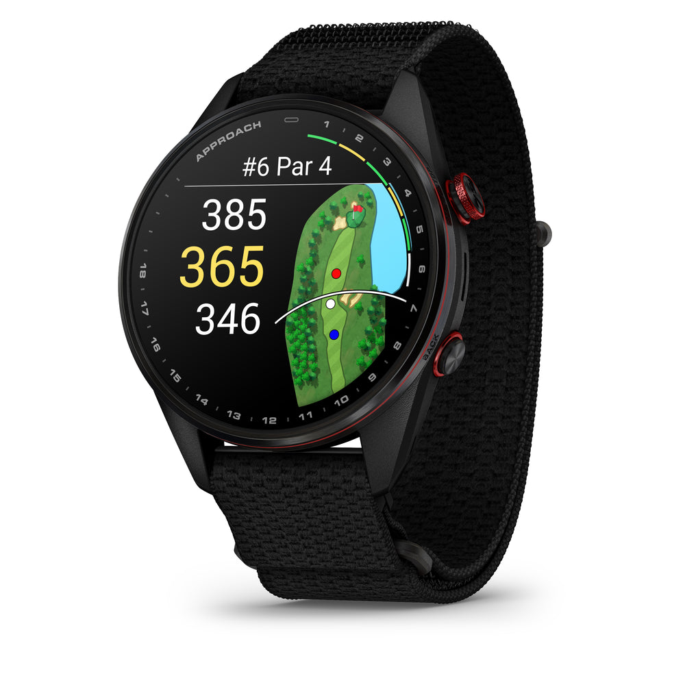 Garmin Approach S72 Advanced Golf Smartwatch in Carbon Gray/Red 47MM