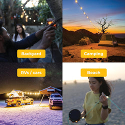 BioLite Luci Warm White String Lights 44' infographic for use