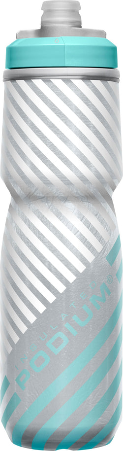 Camelbak Podium Chill Bike Bottle, Insulated Water Bottles Camelbak 24 oz Grey & Teal Stripe 2023 