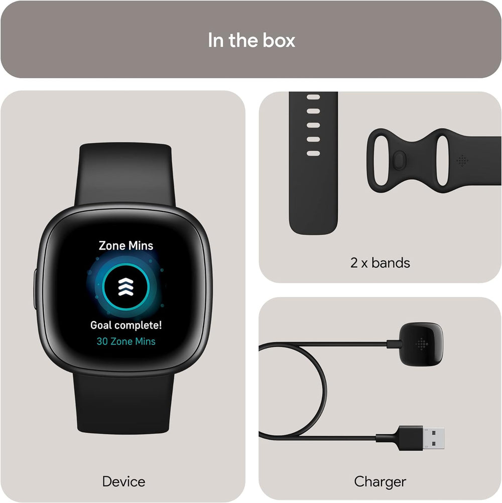 Fitbit Fitbit Versa 4 Smartwatch includes tracker device, 2 size wrist bands and charger