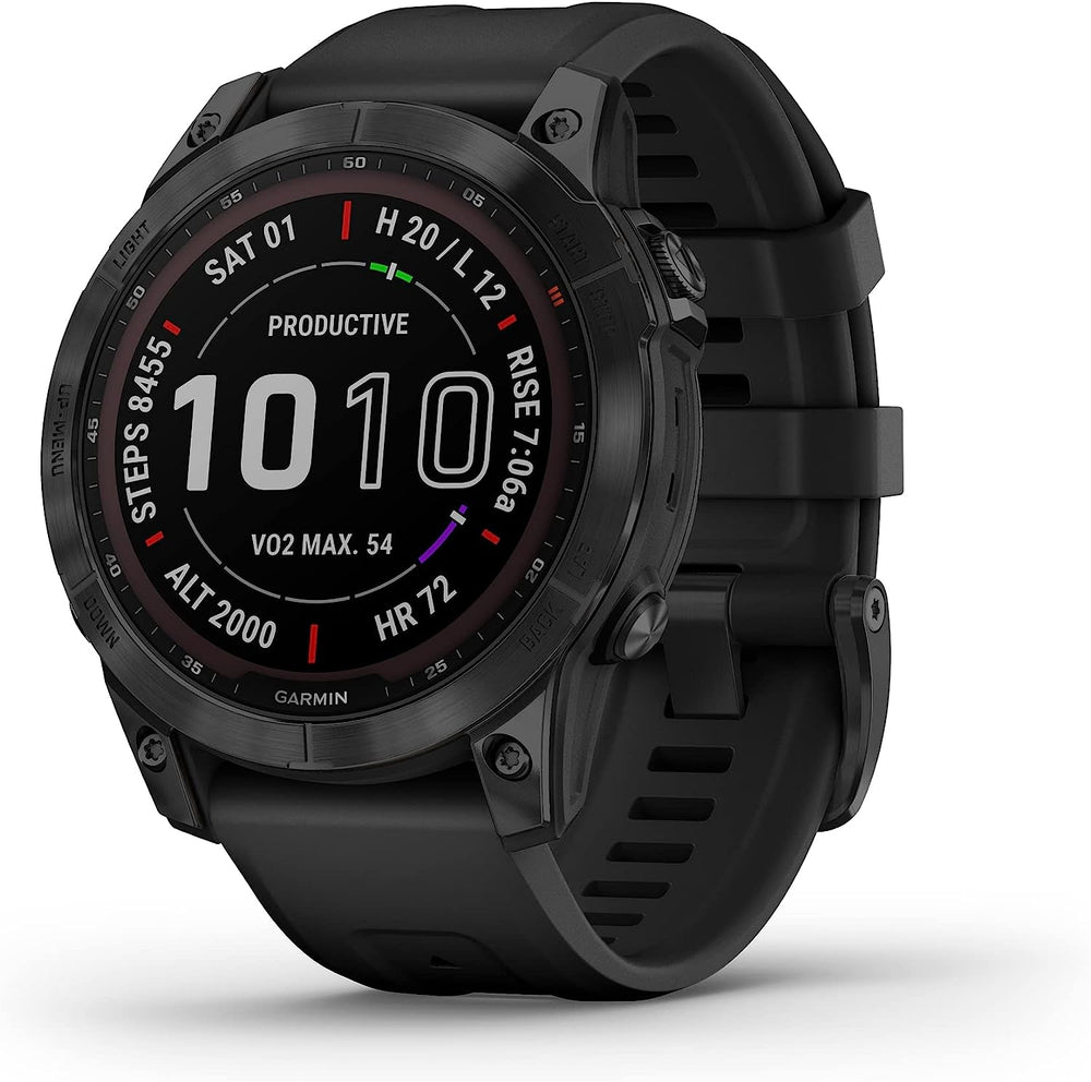 Garmin Black DLC Titanium with Black Band Garmin Fenix 7 Sapphire Solar Edition GPS Outdoor Watch