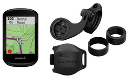 The Garmin Edge 830 GPS Cycling Computer Mountain Bike Bundle Edition, showing the Garmin Speed Sensor 2, the Garmin Mountain bike mount and the Garmin Edge 830 Cycling Computer.