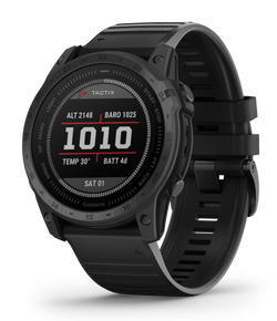 Front view of the Garmin Tactix 7 Tactical GPS Watch Standard Edition with Silicone Band  