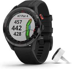 Front view of the Garmin Approach S62 Premium GPS Golf Watch Golf in Black with CT10 Sensor