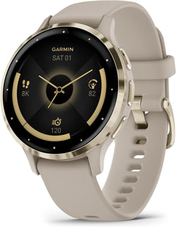 Garmin Heart Rate Monitors French Gray & Cream Gold (41MM) Garmin Venu 3 GPS Smartwatch