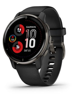 Front view of the Garmin Venu 2 Plus Smartwatch in Black