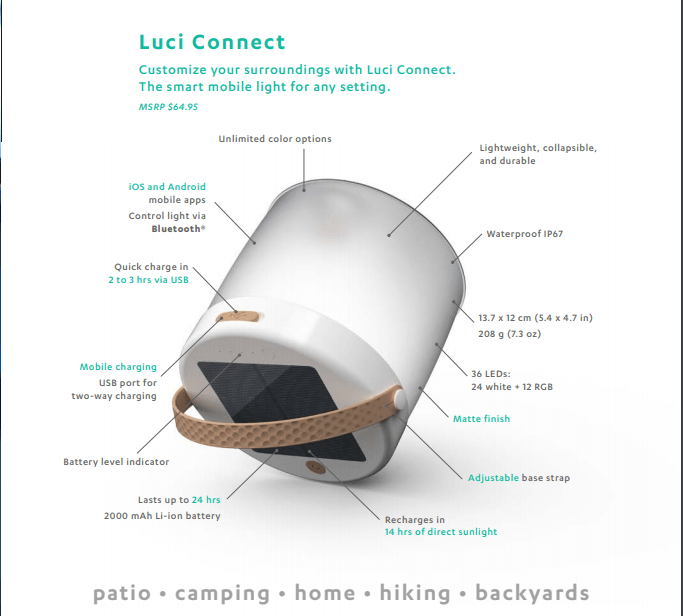 Luci Connect - Inflatable Solar Light with Bluetooth Wireless Technology Cool Gadgets MPOWERD   