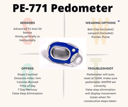 Pedusa PE-771 Tri-Axis Multi-Function Pocket Pedometer with Clip & Lanyard Pedometers PEDUSA   